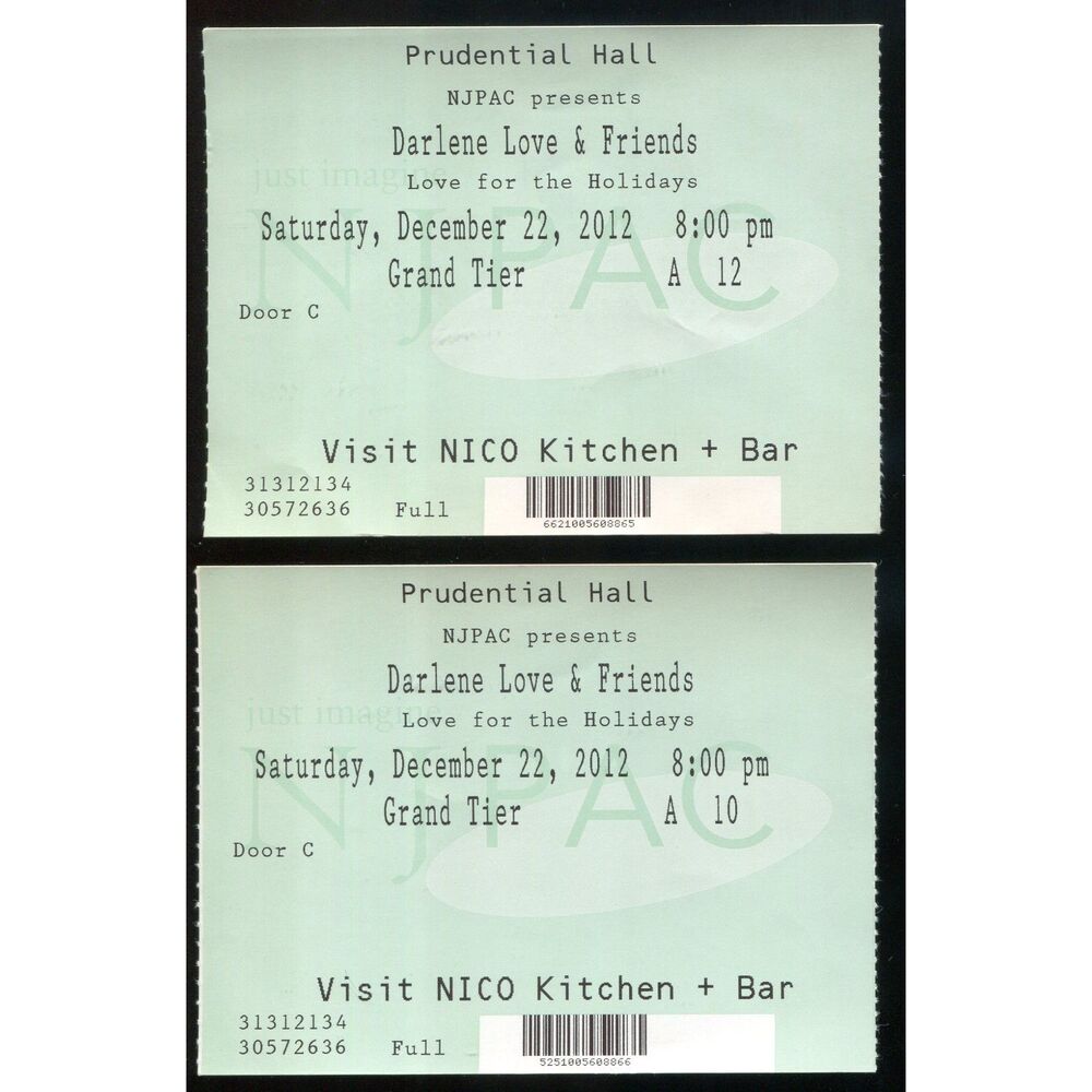2012 Darlene Love & Friends Concert Ticket Stub Lot Newark NJ